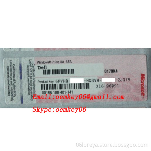Microsoft Windows 7 Pro 32/64Bit OEM COA Key License DELL Red